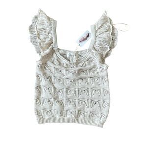 NWT Jessica Simpson Crochet Ruffle Crop Top Cream